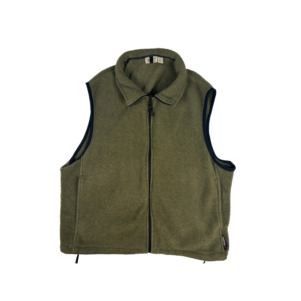 Woolrich Polartec Fleece Vest Mens 2XL Olive Green Full Zip Outdoor Hiking